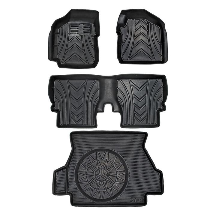 کفپوش سه بعدی خودرو پانیذ مدل پشت نمدی TAT01N مناسب برای تیبا به همراه کفپوش صندوق